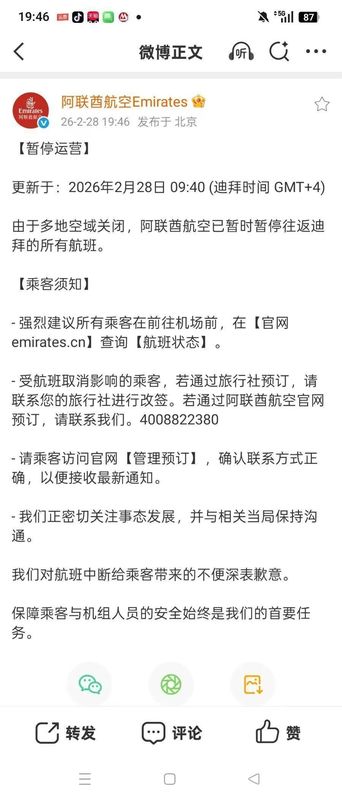  中东最大航空公司，罕见全线停航_0301125405 新闻