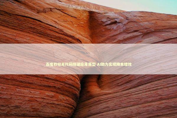 百度秒哒无代码搭建应用原型 AI助力实现降本增效 新闻