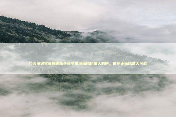 经合组织官员称通胀是债务市场面临的最大威胁，市场正面临重大考验